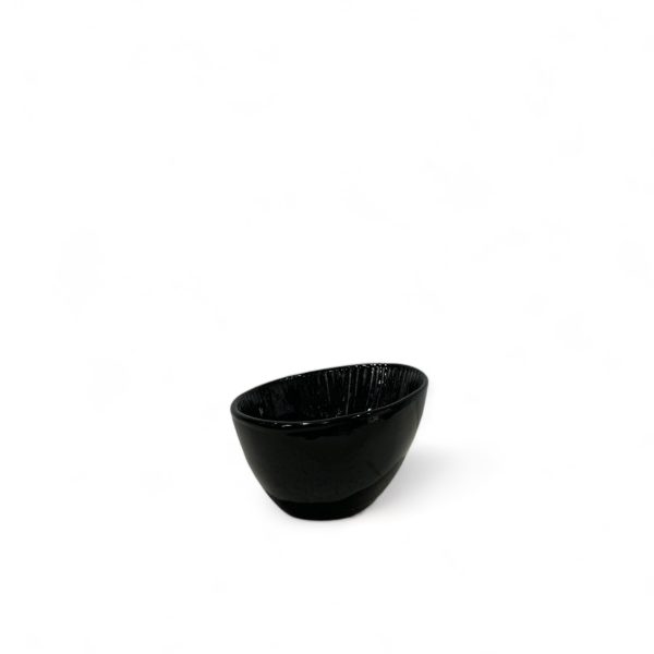 ciotolina ovale con taglio obliquo nera in ceramica kaleidos